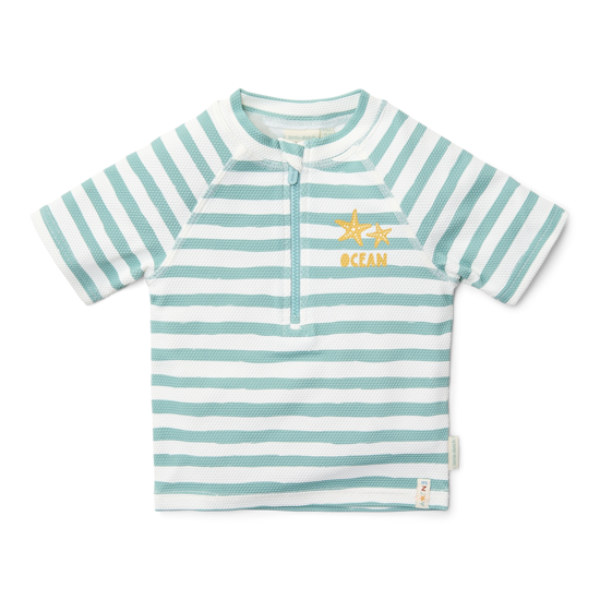 Bild von Rashguard mit kurzen Ärmeln Stripes Surf Blue - 62/68