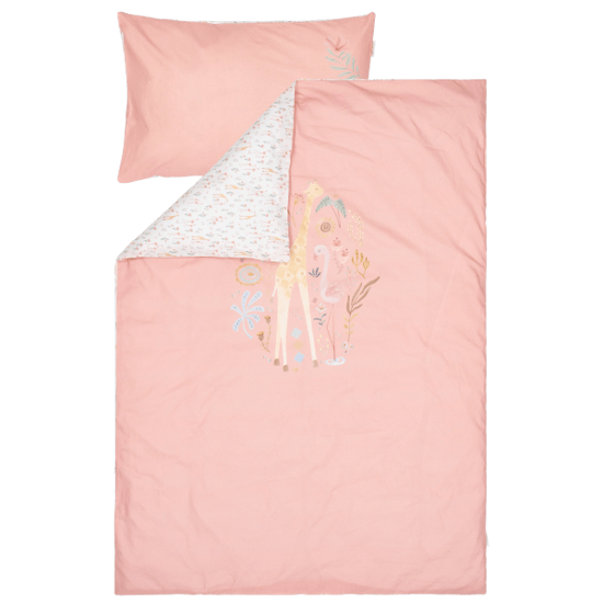 Bild von Babybett-Bettbezug - Rosa - Blooming Safari